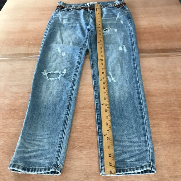 One Teaspoon Awesome Baggies Jeans Women 26 Blue Medium Rise Aztec Metal Accent - Picture 5 of 13